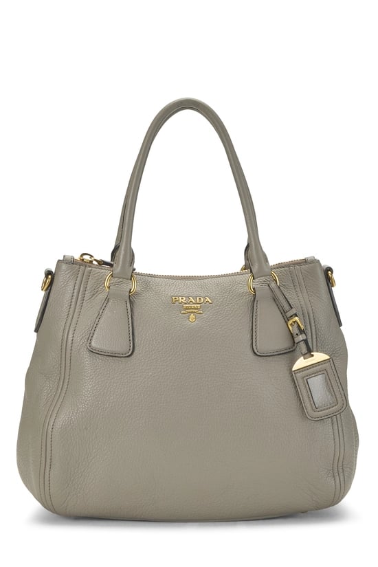 Grey Vitello Daino Convertible Handbag