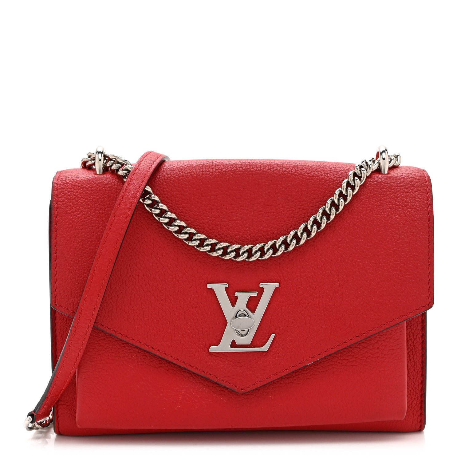 Louis Vuitton Soft Calfskin Mylockme Chain Bag BB Rubis