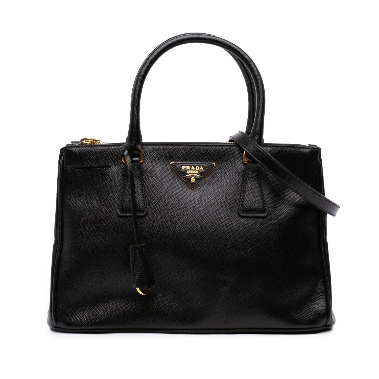 Leather Small Saffiano Lux Galleria Double Zip Satchel