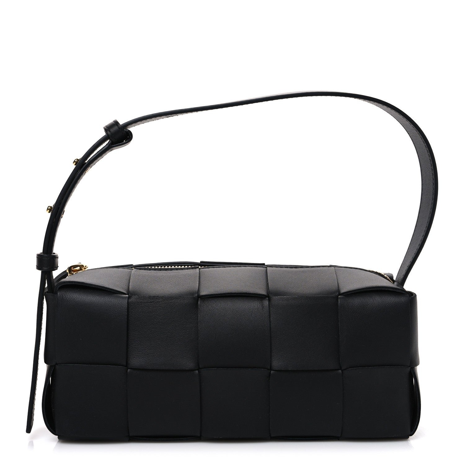 Bottega Veneta Bottega Veneta Lambskin Maxi Intrecciato Small Brick Cassette Bag Black