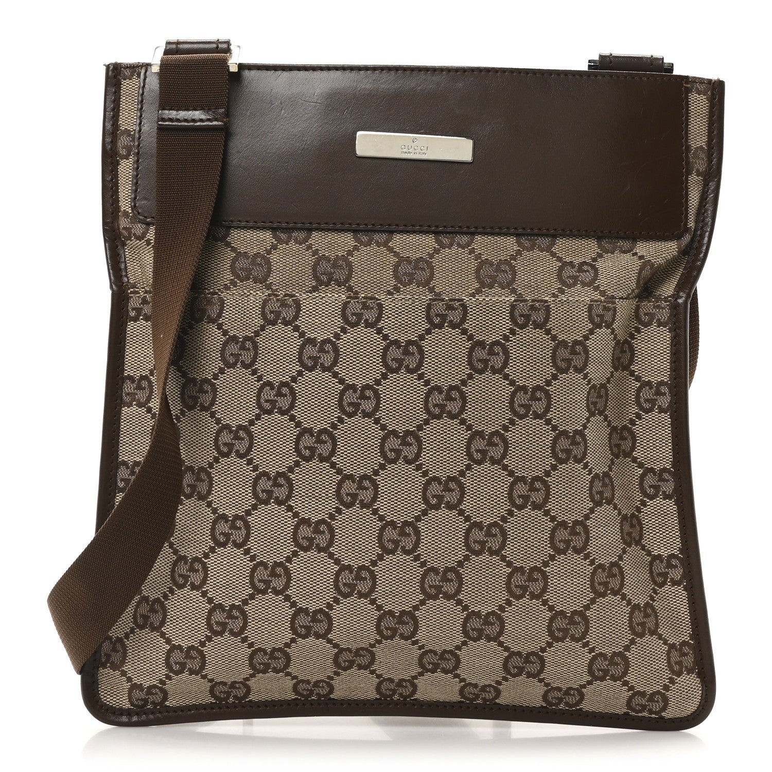 Gucci Monogram Messenger Crossbody Bag Brown