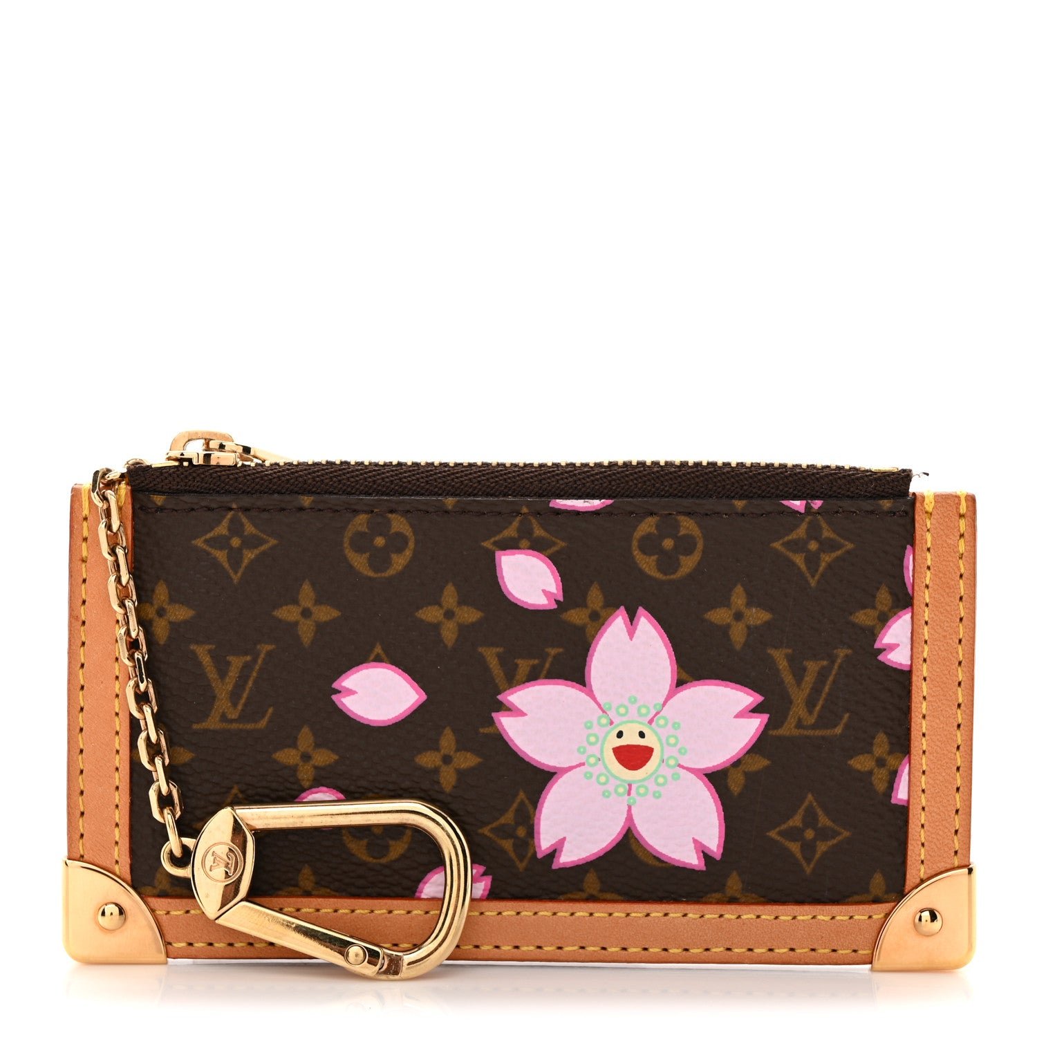 Louis Vuitton Monogram Cherry Blossom Key Pouch Brown