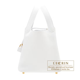 Hermes Hermes Picotin Lock bag 18/PM White Clemence leather Gold hardware