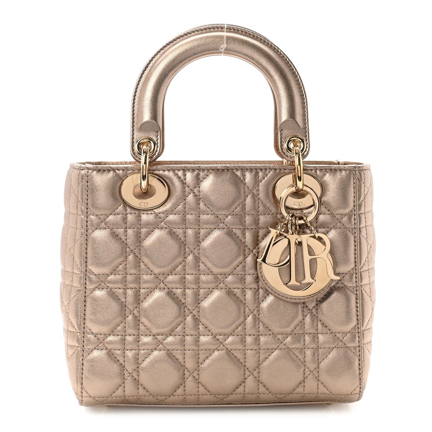 Christian Dior Metallic Lambskin Cannage Small My ABCDior Lady Dior Gold