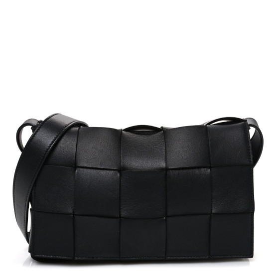 Bottega Veneta Lambskin Maxi Intrecciato Cassette Crossbody Bag Black