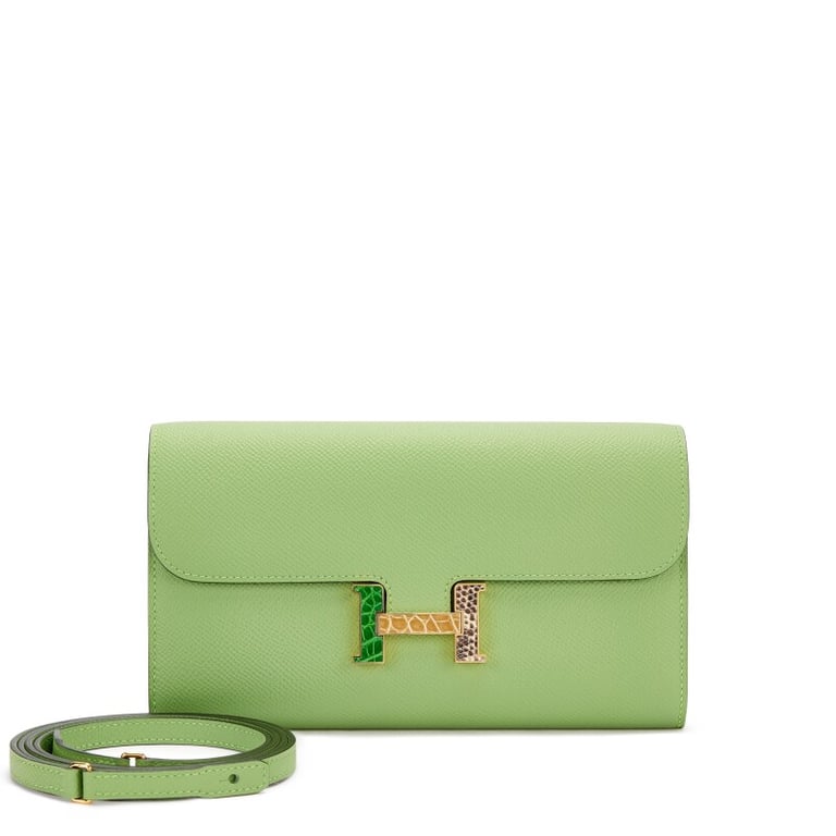 Hermes Vert Criquet Epsom Constance-To-Go Cactus and Beige Sable Alligator and Ombre Salvator Lizard Gold Hardware, 2021