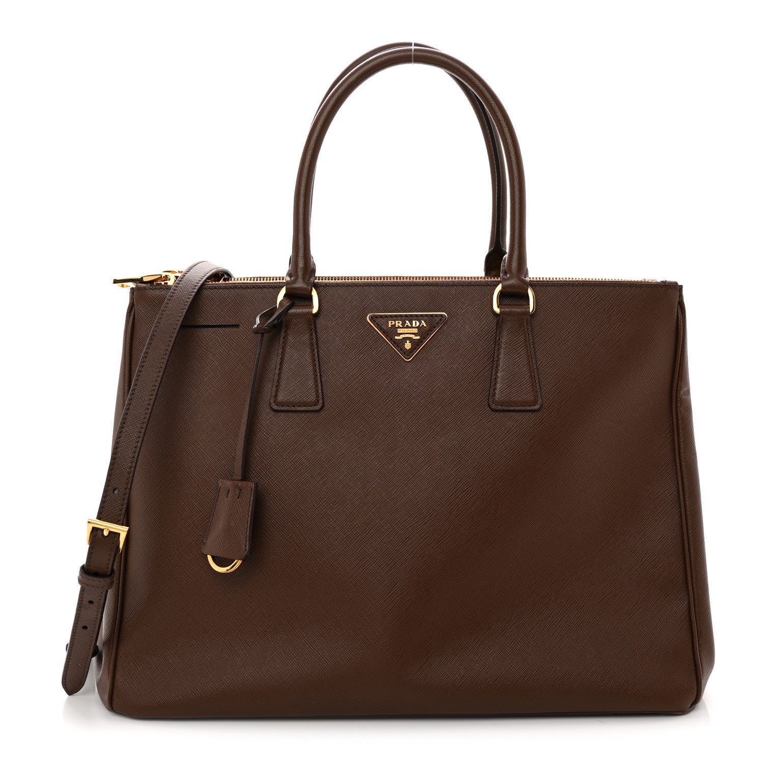 Prada Saffiano Lux Large Galleria Double Zip Tote Cacao