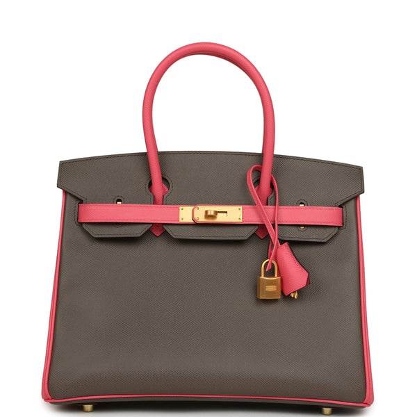 Hermes Special Order (HSS) Birkin 30 Etain and Rose Azalee Epsom Brushed Gold Hardware