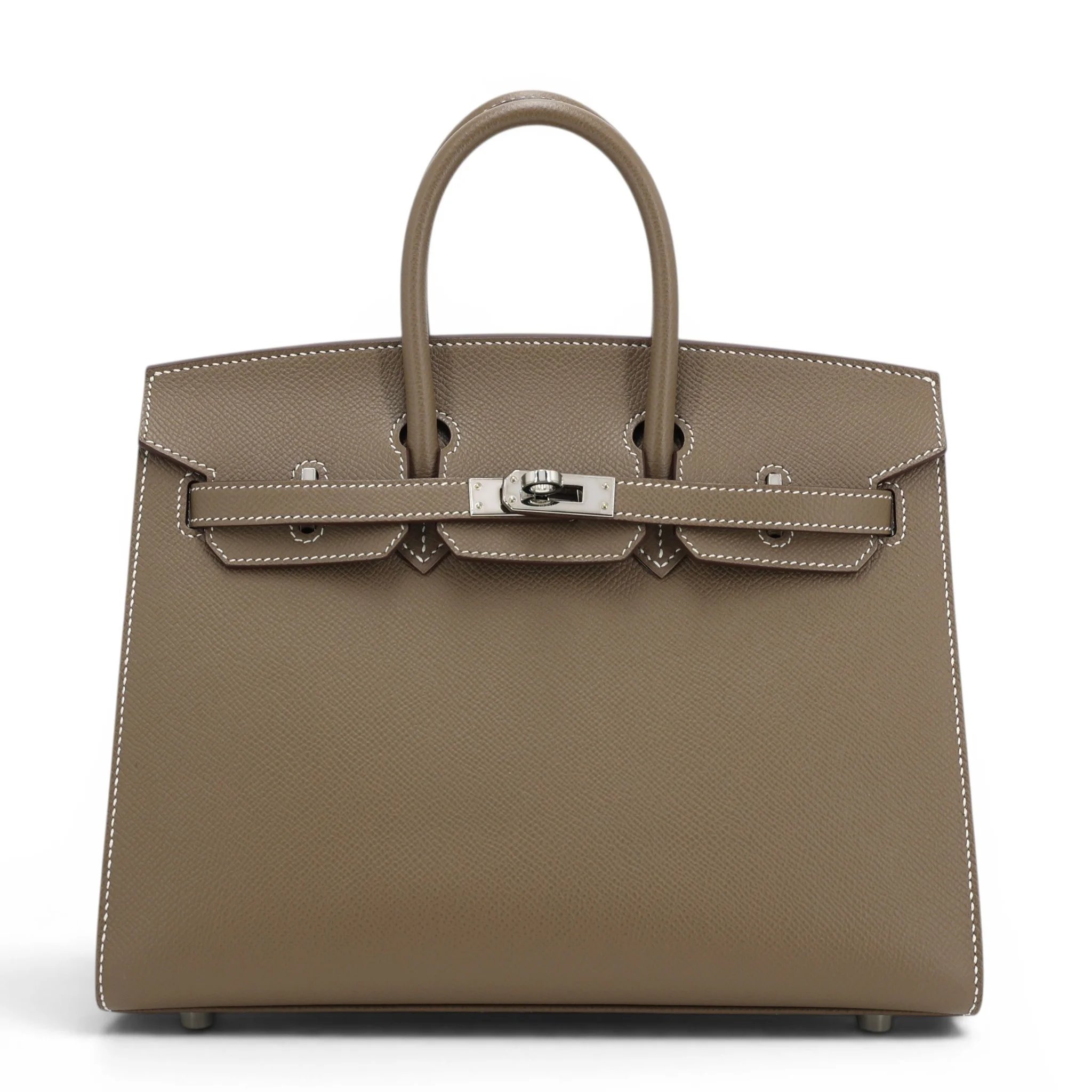 Excellent ( Rank SA ) HERMÈS Birkin 25 Sellier Etoupe (18) Epsom Palladium hardware Z (2021)