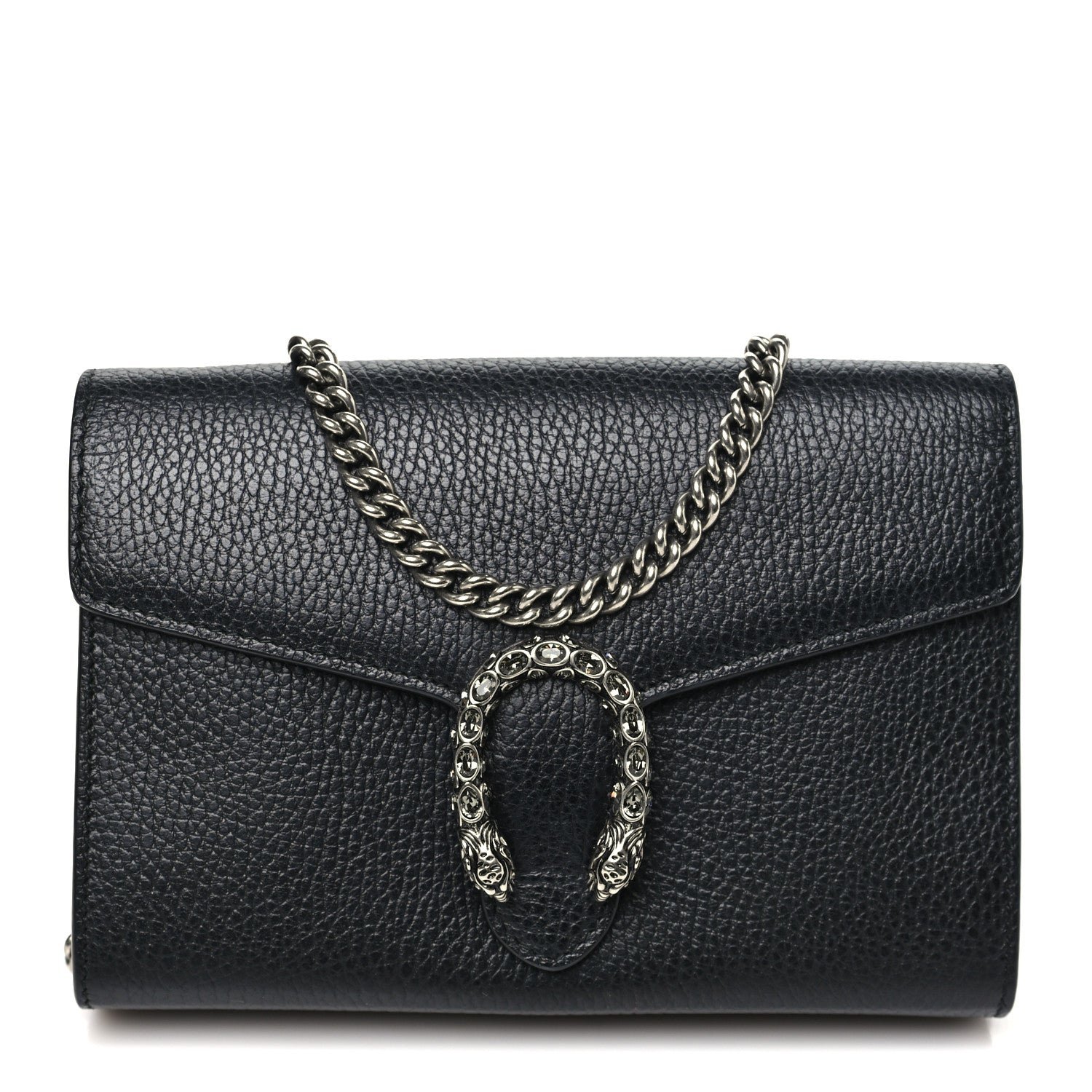 Gucci Calfskin Mini Dionysus Chain Wallet Black