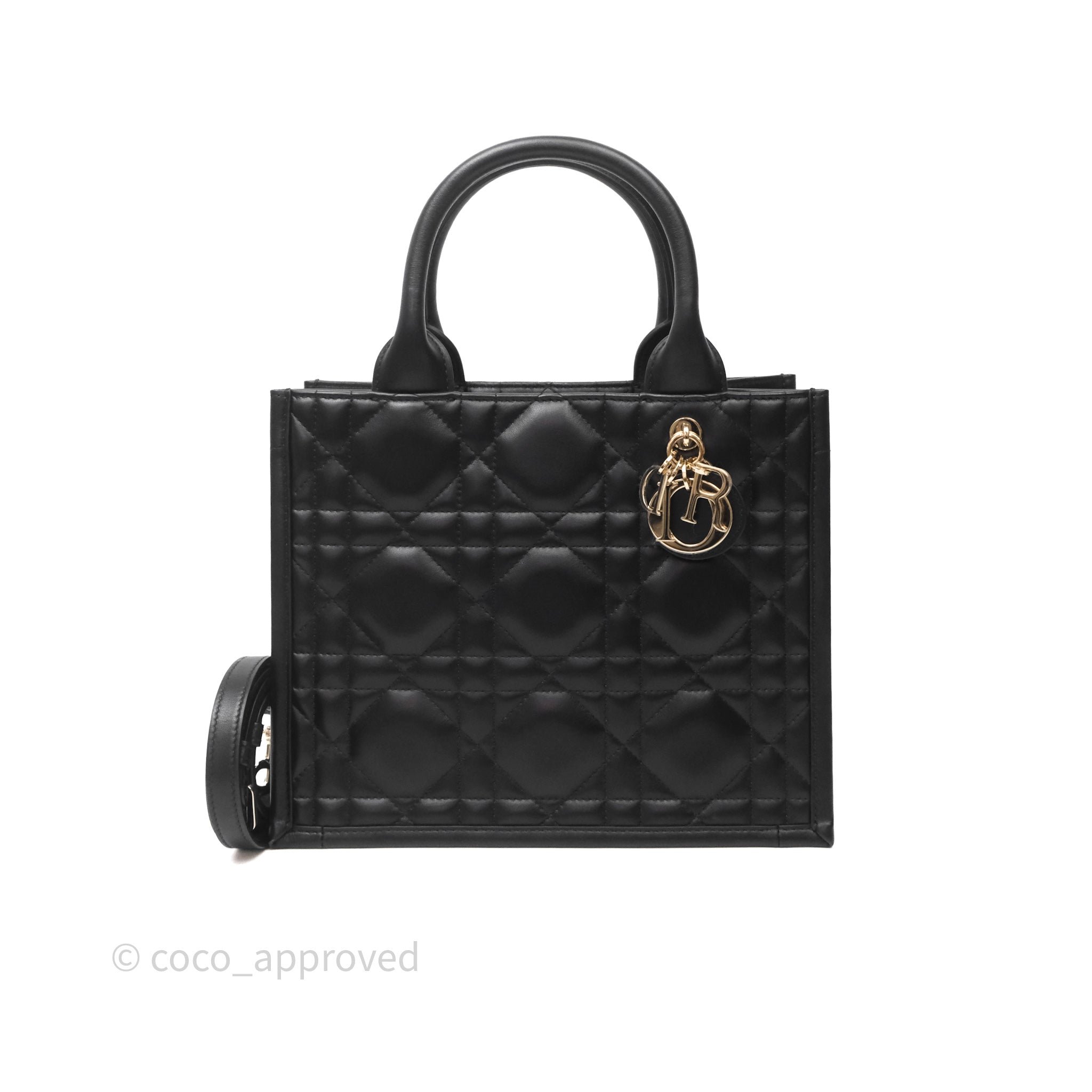 Christian Dior Small Book Tote Black Macrocannage Calfskin Gold Hardware