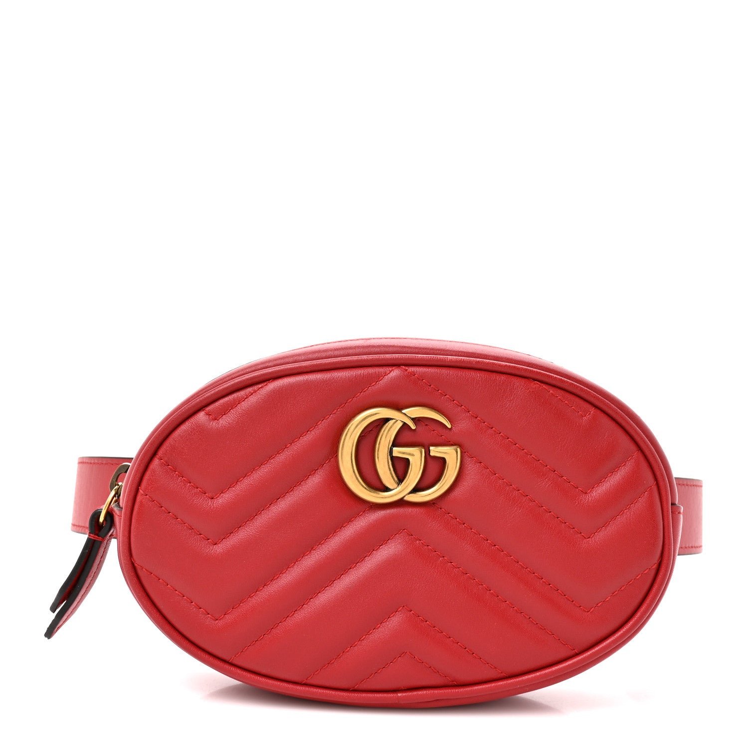 Gucci Calfskin Matelasse GG Marmont Belt Bag 85 34 Hibiscus Red