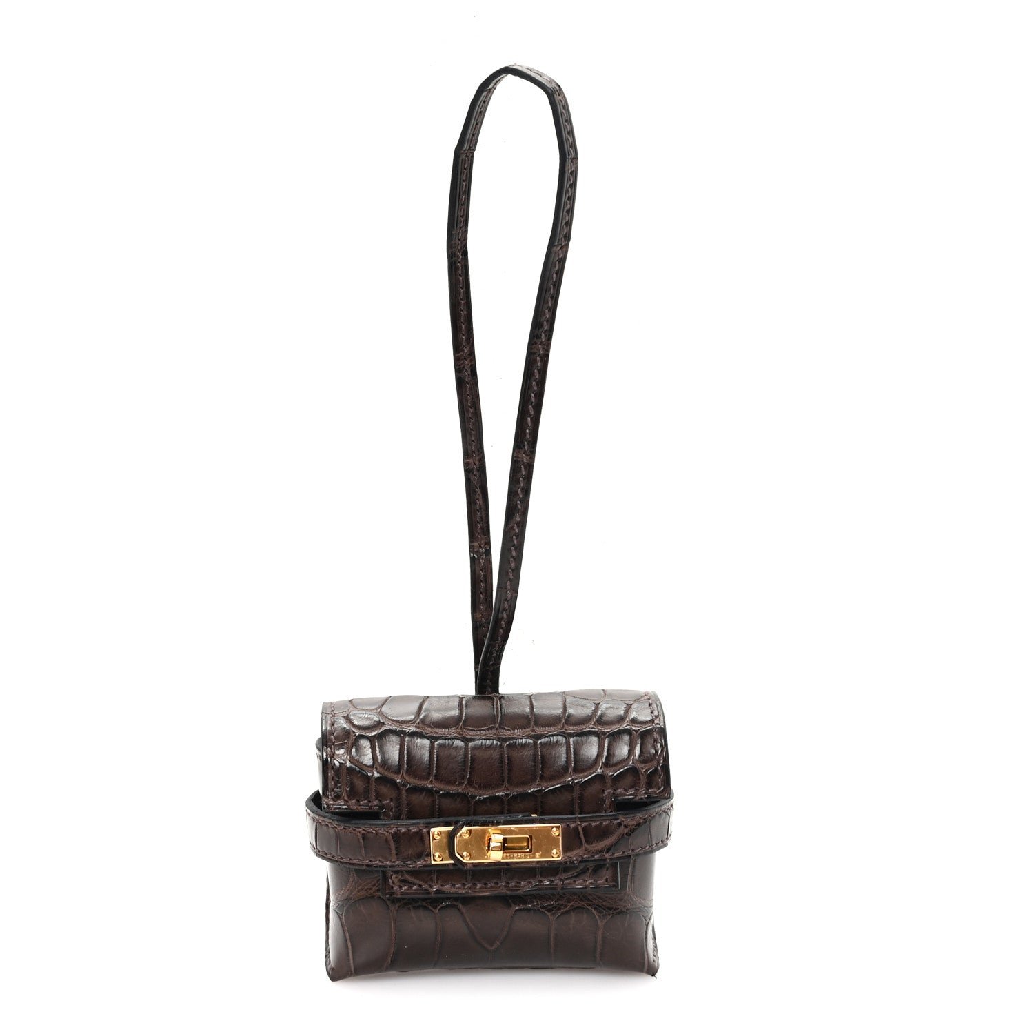 Hermes Matte Alligator Festival Kelly Bag Charm Ebene