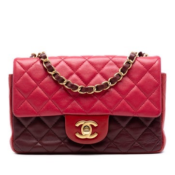 Lambskin Mini Rectangular Classic Tricolor Lambskin Single Flap