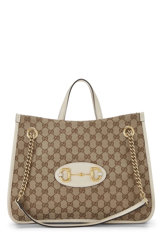 White Original GG Canvas 1955 Horsebit Tote