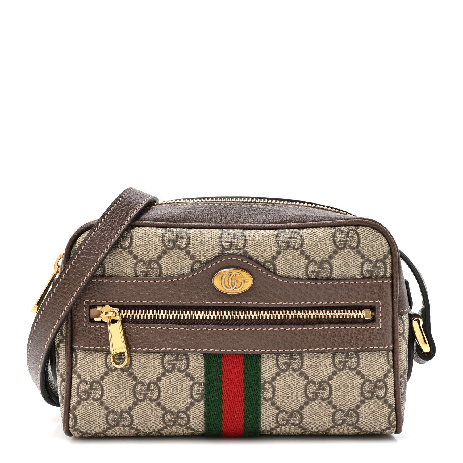 Gucci GG Supreme Monogram Web Mini Ophidia Shoulder Bag Brown