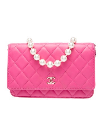 Classic Quilted Pearl Wallet on Chain