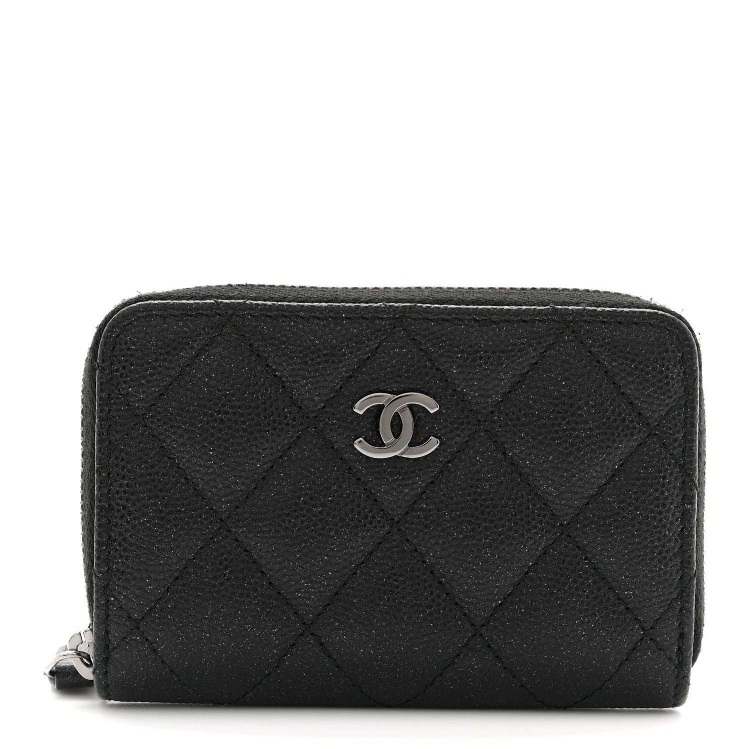 Chanel Iridescent Caviar Quilted Zip Coin Purse Black
