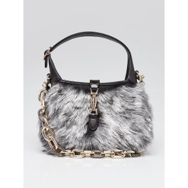 Gucci Black/Grey Leather/Shearling Jackie 1961 Mini Bag