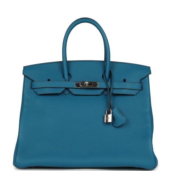 Hermes Pre-owned Hermes Birkin 35 Bleu de Galice Togo Palladium Hardware
