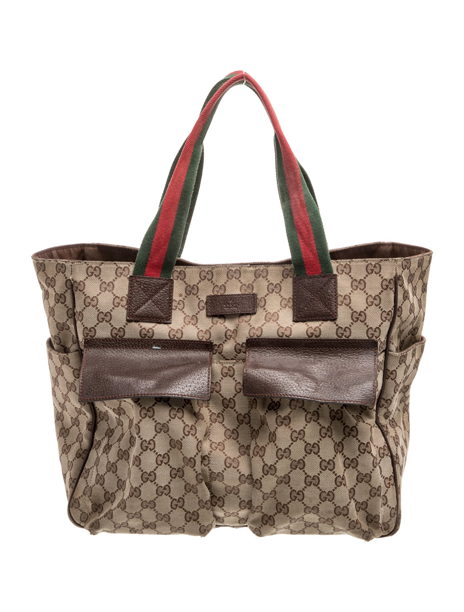GG Canvas GG Canvas Web Double Pockets Tote Bag