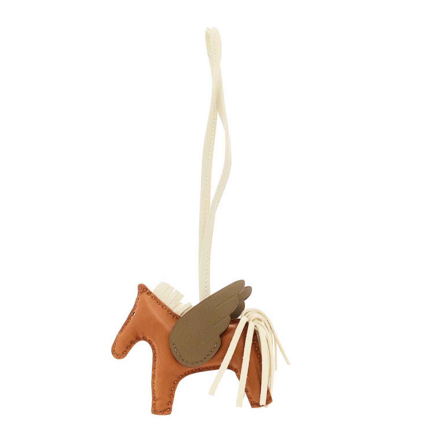 Hermes Milo Lambskin Grigri Rodeo Pegase Horse Bag Charm PM Gold Craie Etoupe
