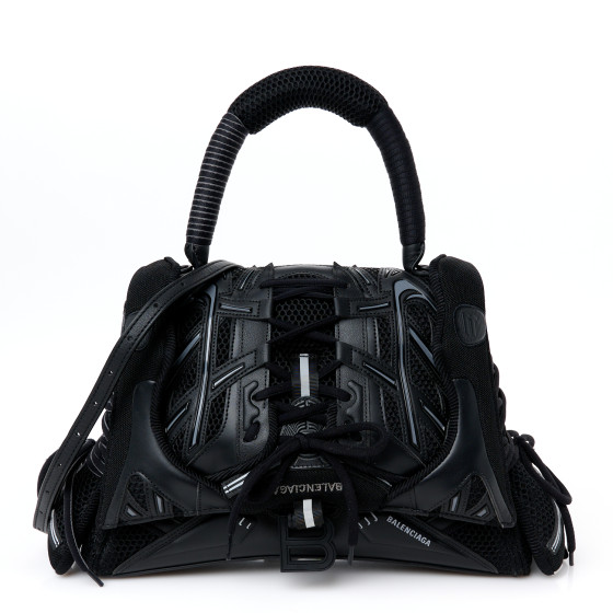 Balenciaga Faux Calfskin Fabric Medium Sneakerhead Top Handle Bag Black
