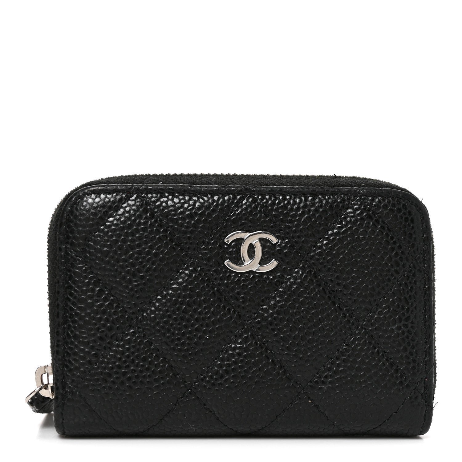 Caviar Quilted Zip Coin Purse Black