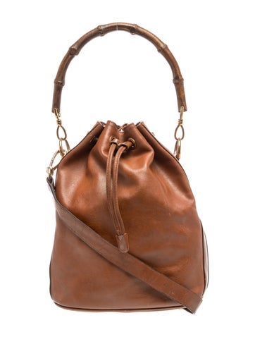 Bamboo Vintage Leather Bucket Bag