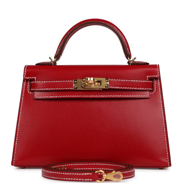Hermes Kelly Sellier 20 Rouge Piment Box Gold Hardware