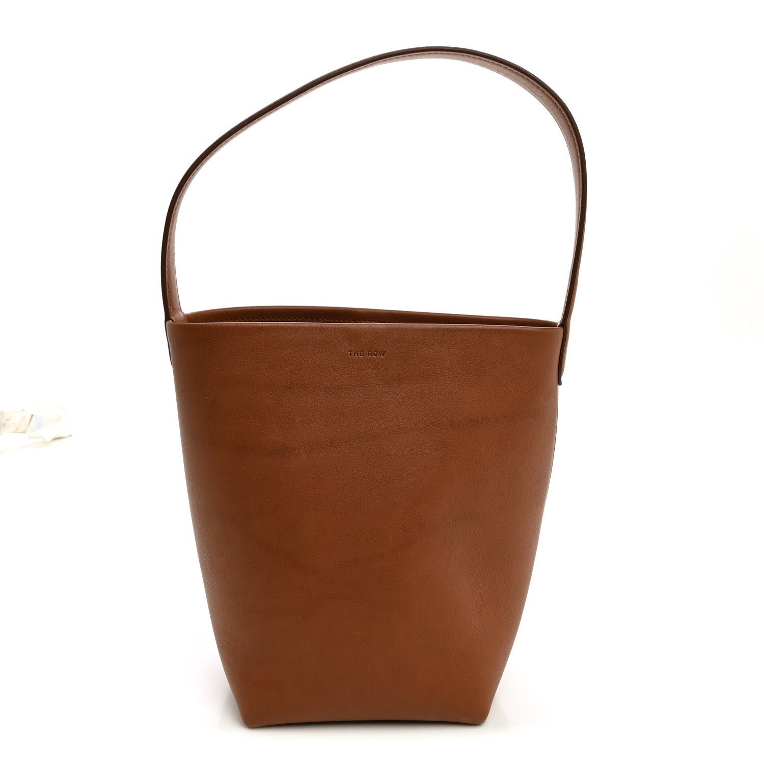 The Row Polished Saddle Calfskin Small N/S Park Tote Dark Cuir