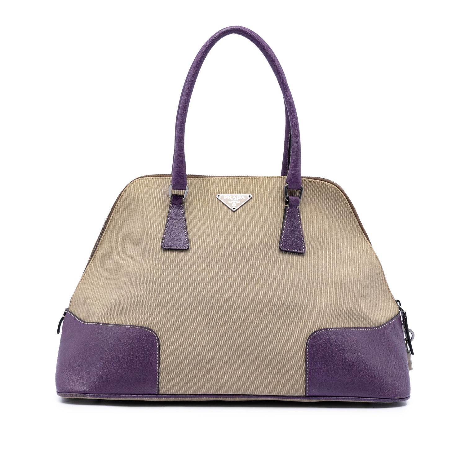 Leather Cinghiale Trimmed Canapa Dome Handbag