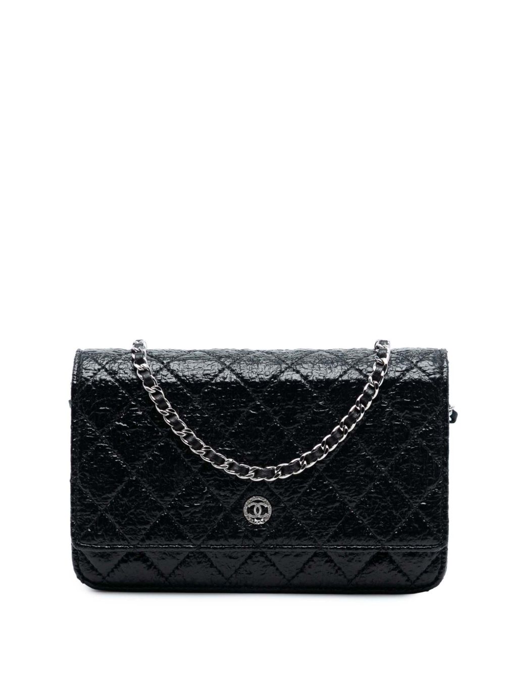 2012-2013 CC Quilted Crinkled Patent Wallet On Chain crossbody bag