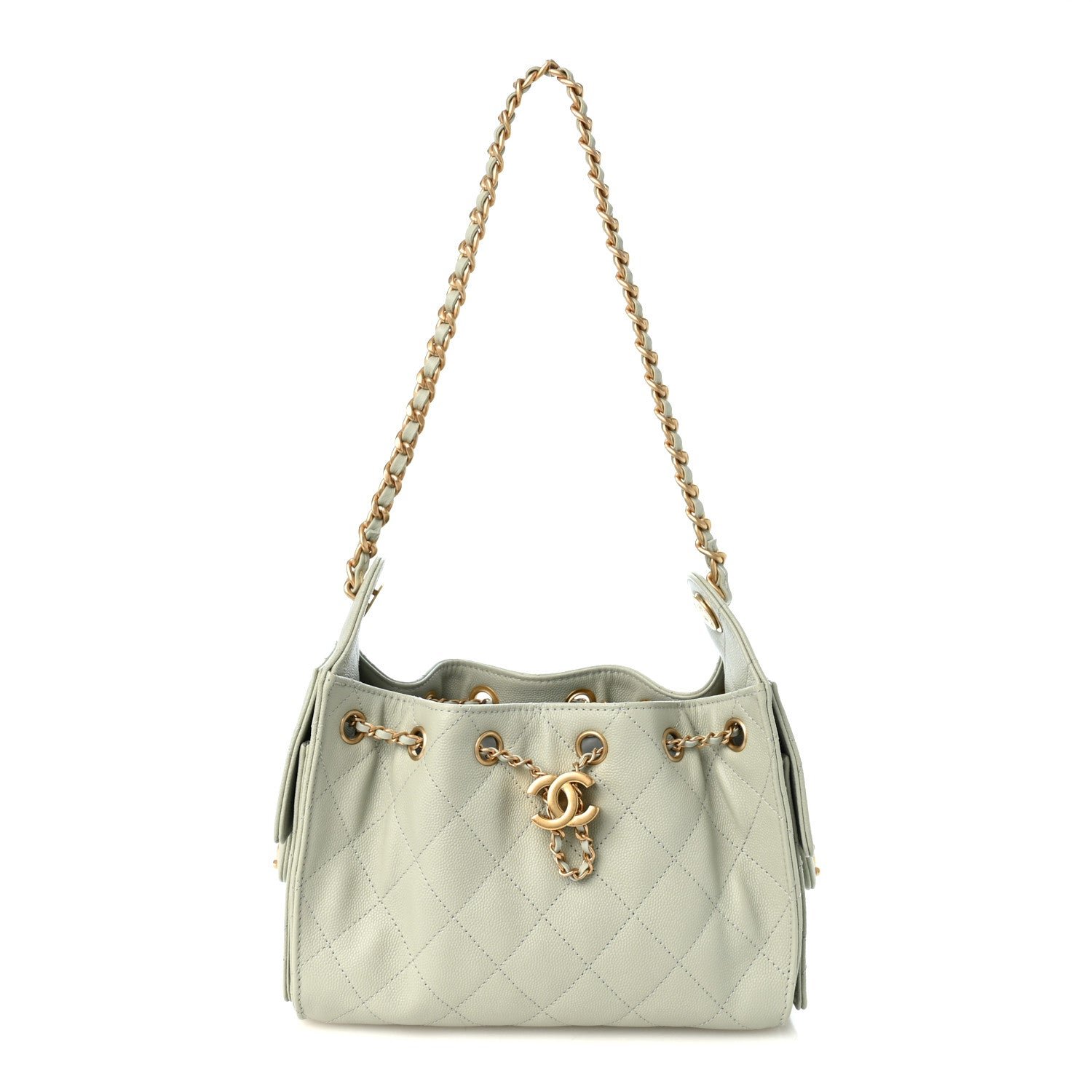 Chanel Caviar Quilted Mini Chanel 25 Handbag Light Green