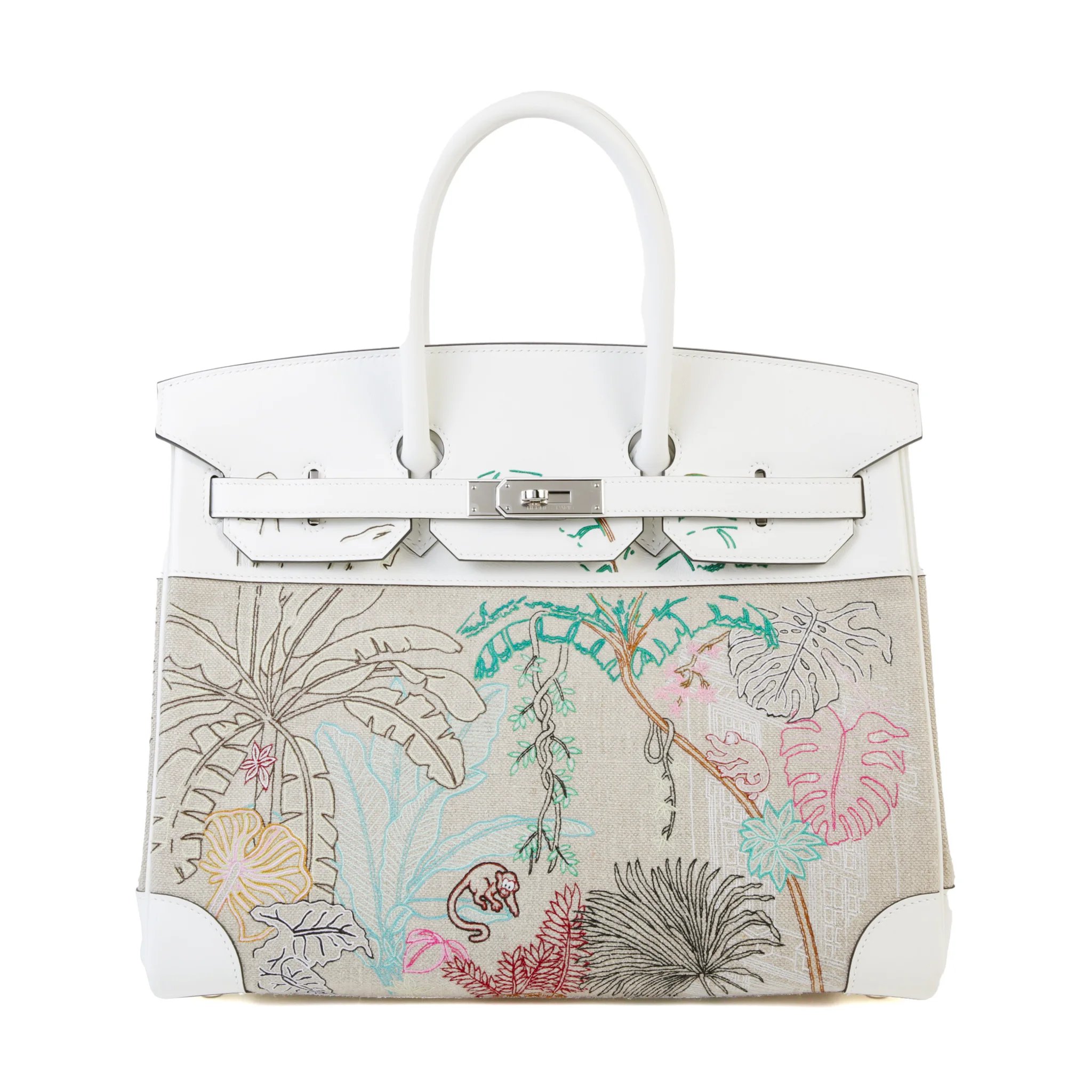 Unused ( Rank NS ) HERMÈS Limited Edition Birkin 35 Faubourg Tropical White (01) Swift Canvas Palladium hardware U (2022)