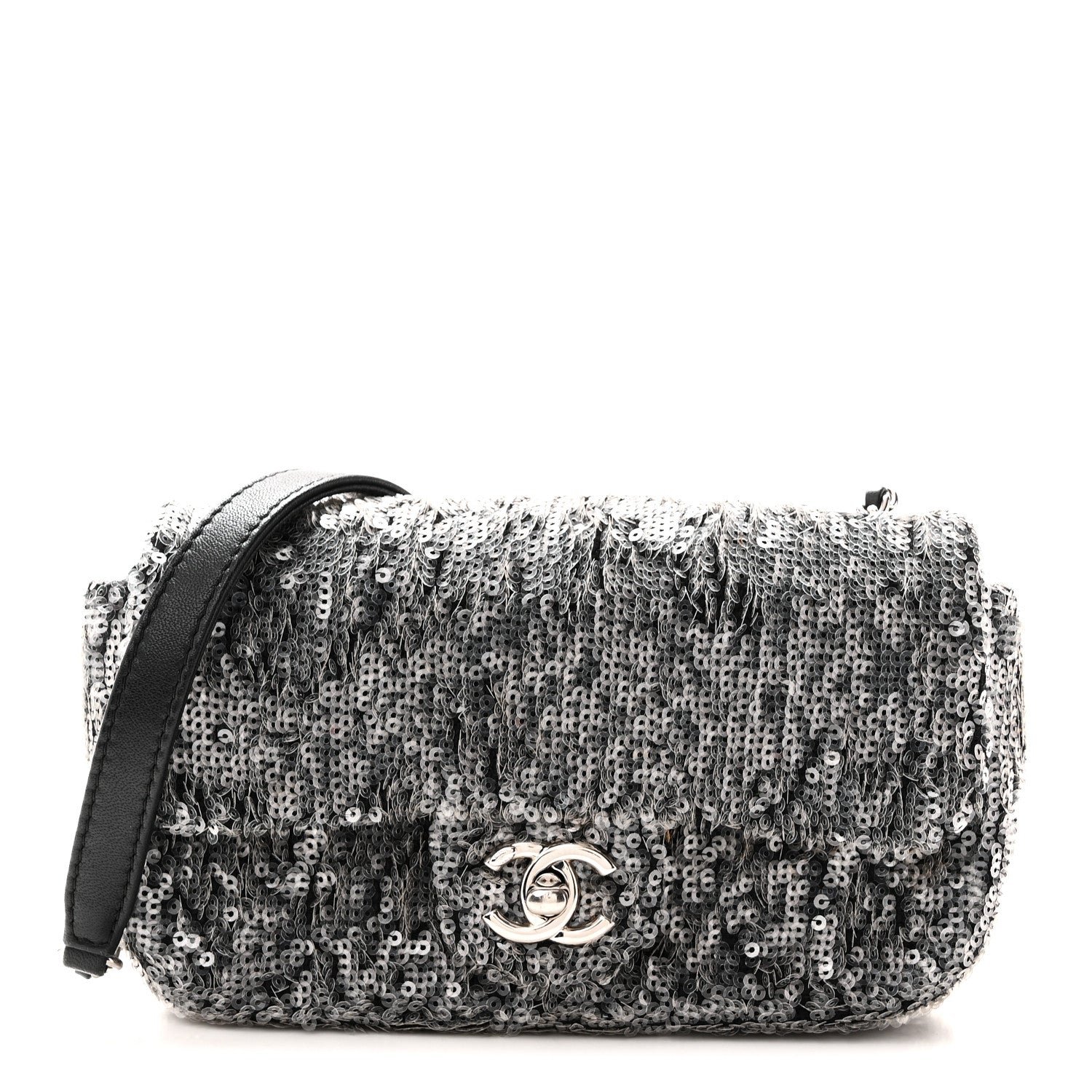 Chanel Sequin Mini Rectangular Single Flap Black