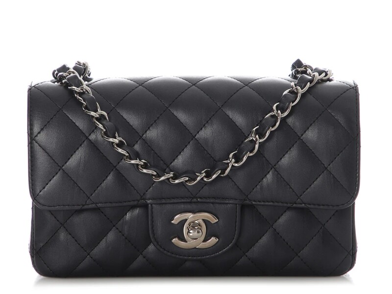 Chanel Black Quilted Aged Calfskin Mini Rectangular Classic Flap Bag Silver Hardware, 2018