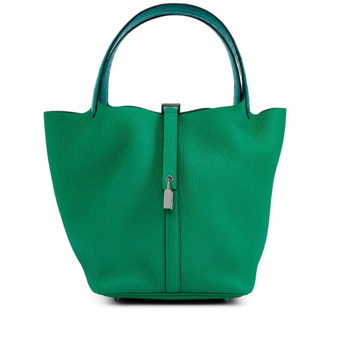 Hermes Limited Edition Menthe and Vert Jade Clemence and Matte Alligator Touch Picotin Lock 22 Palladium Hardware, 2021