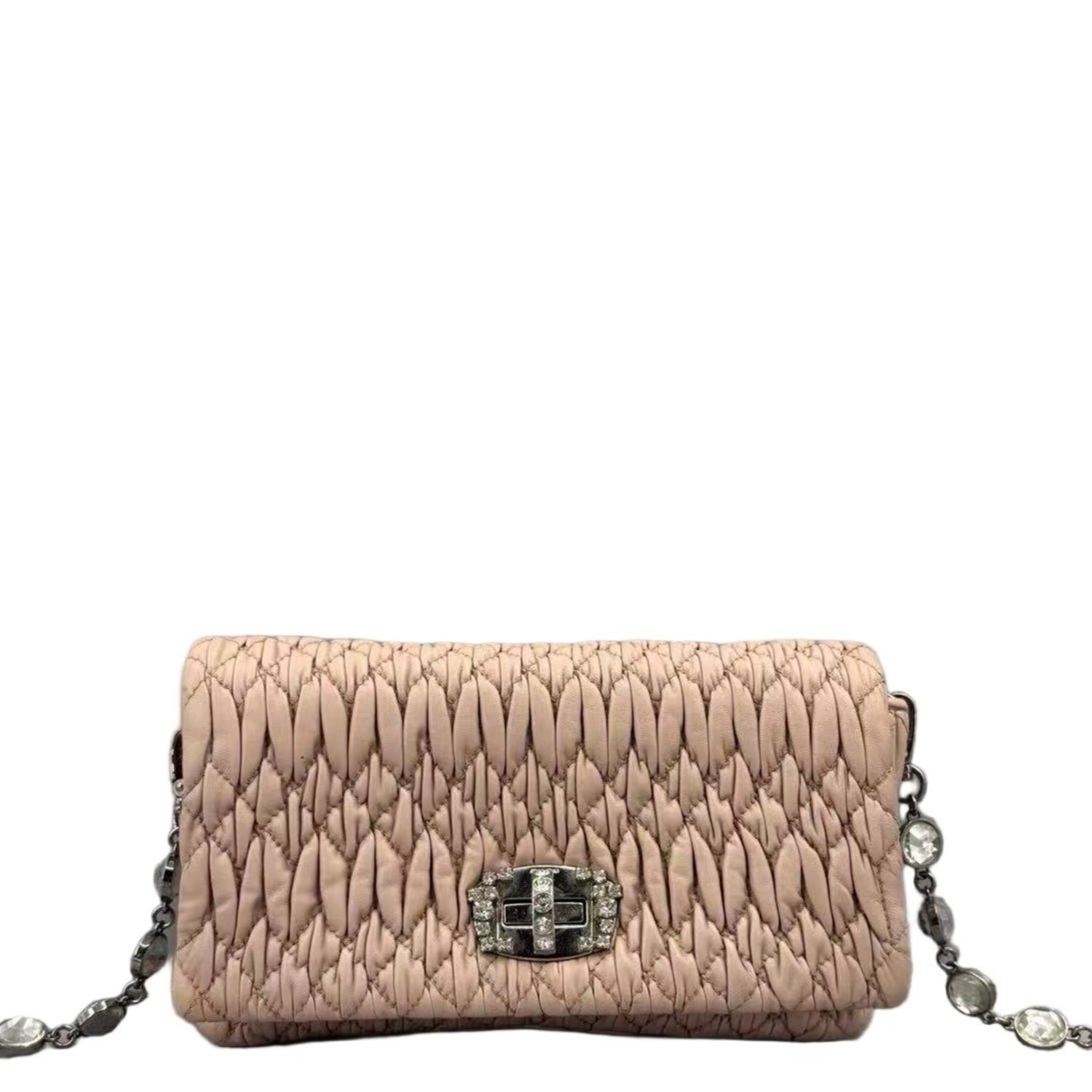 Calfskin Matelasse Crystal Flap Large