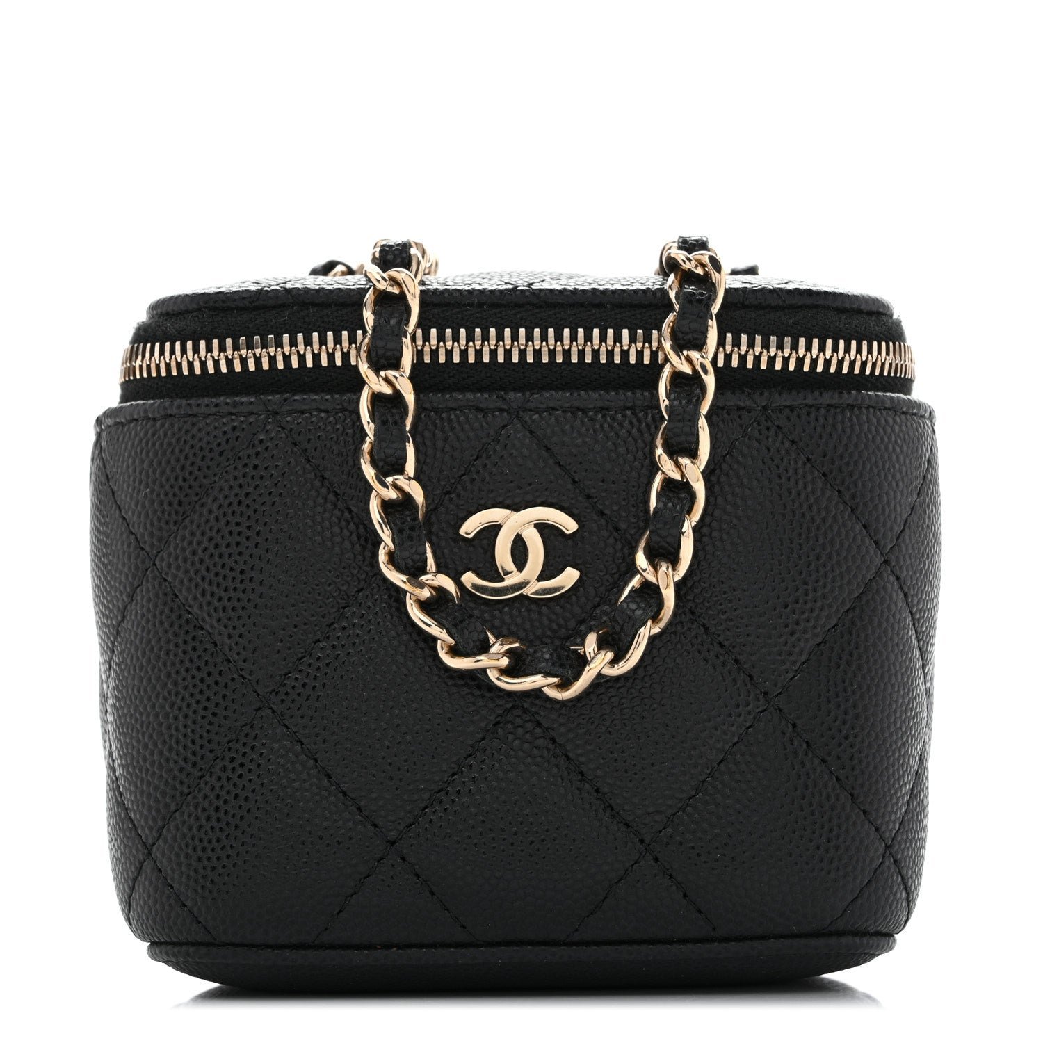 Chanel Caviar Quilted Mini Vanity Case With Chain Black