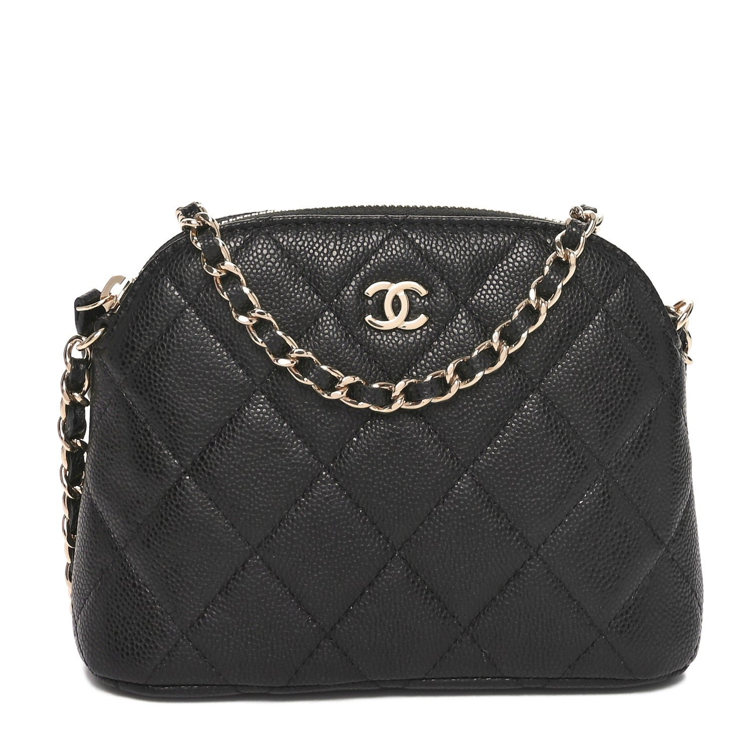 Chanel Caviar Quilted Mini Classic Clutch With Chain Black