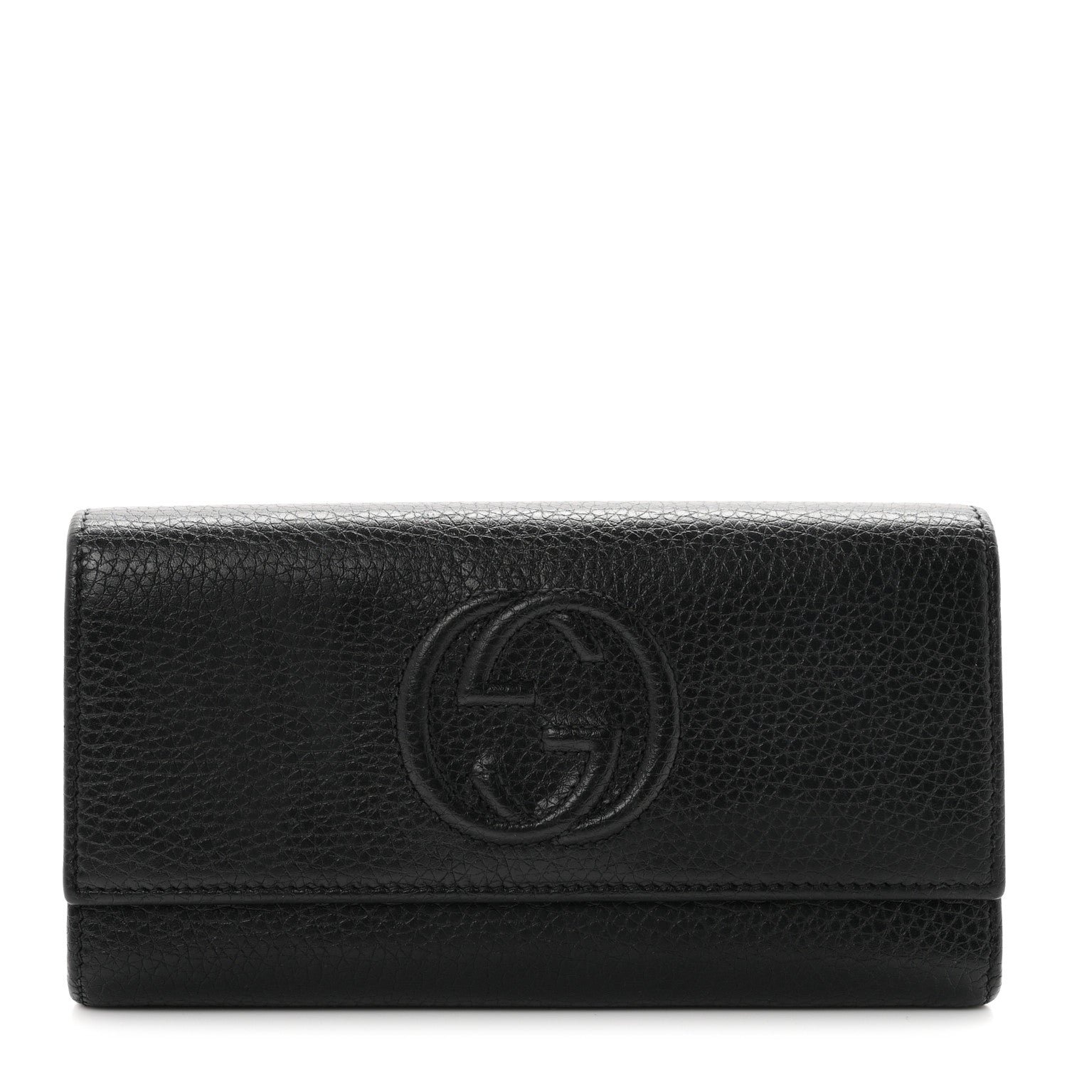 Gucci Pebbled Calfskin Large Soho Continental Wallet Black