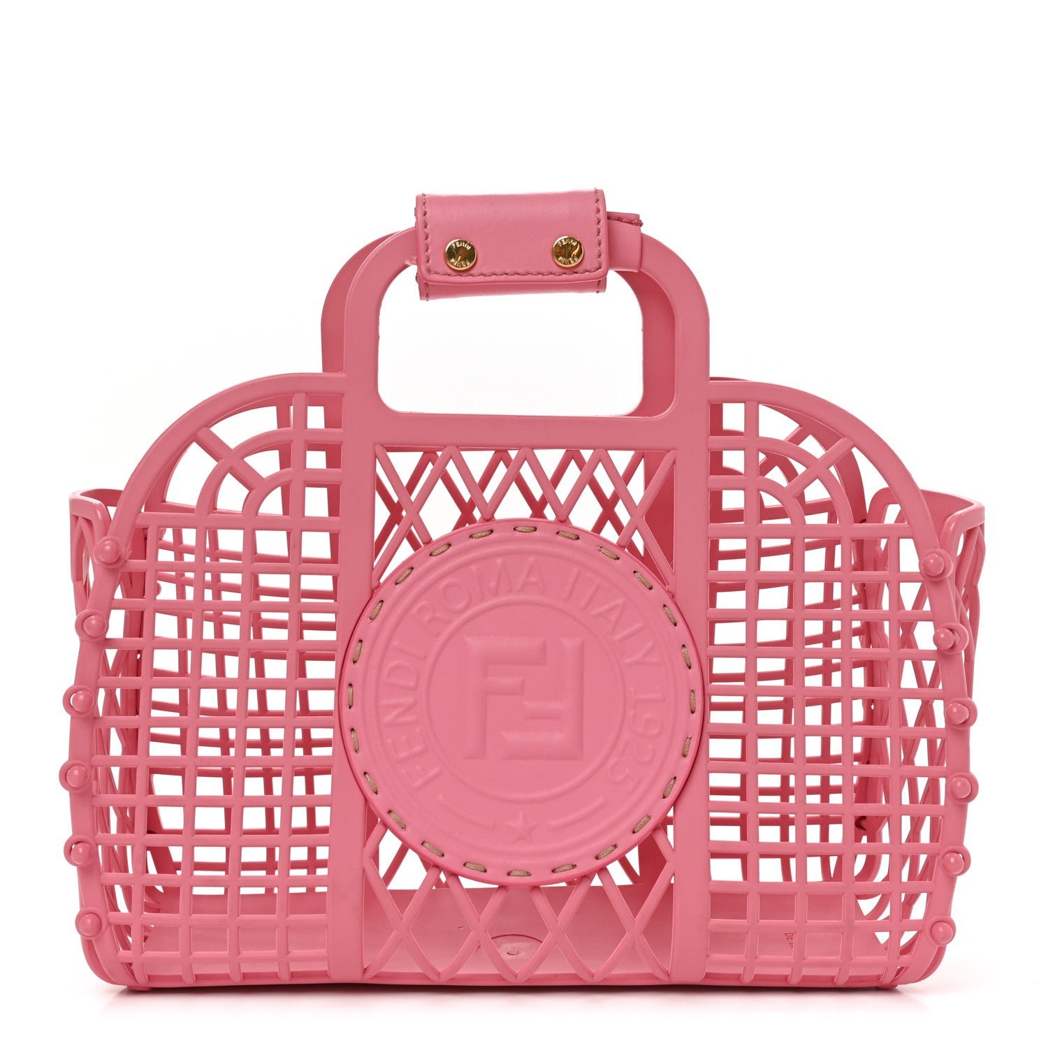 Fendi Recycled Plastic Vitello Liberty Matte Small Fendi Basket Rosa