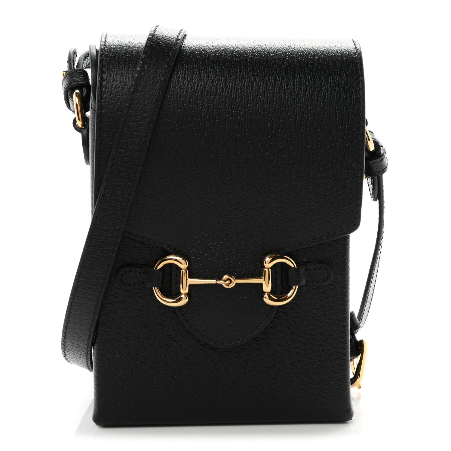 Gucci Dollar Calfskin Vertical Horsebit 1955 Crossbody Bag Black