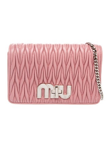 Leather Matelasse Delice Miu Logo