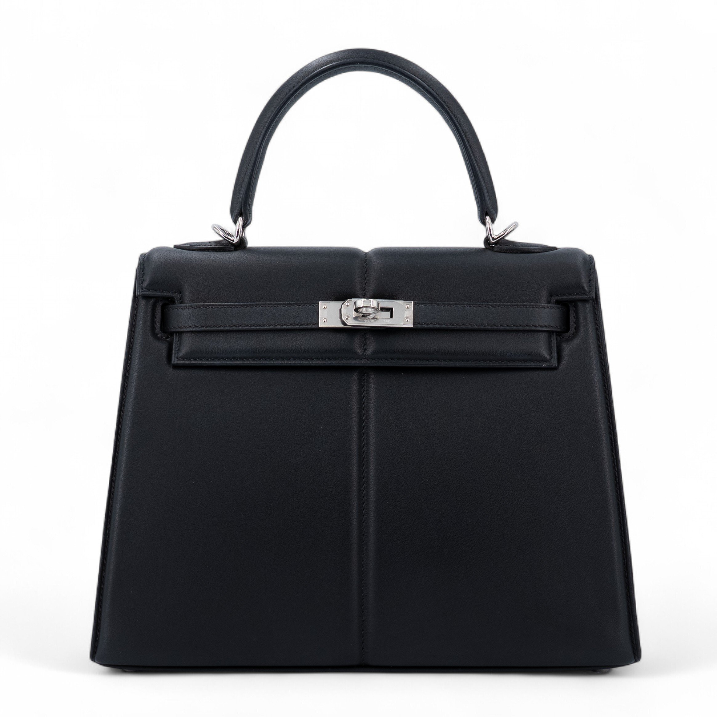 Hermes Excellent ( Rank SA ) HERMÈS Limited Edition Kelly 25 Padded  Sellier Noir (89) Swift Palladium hardware Z (2021)