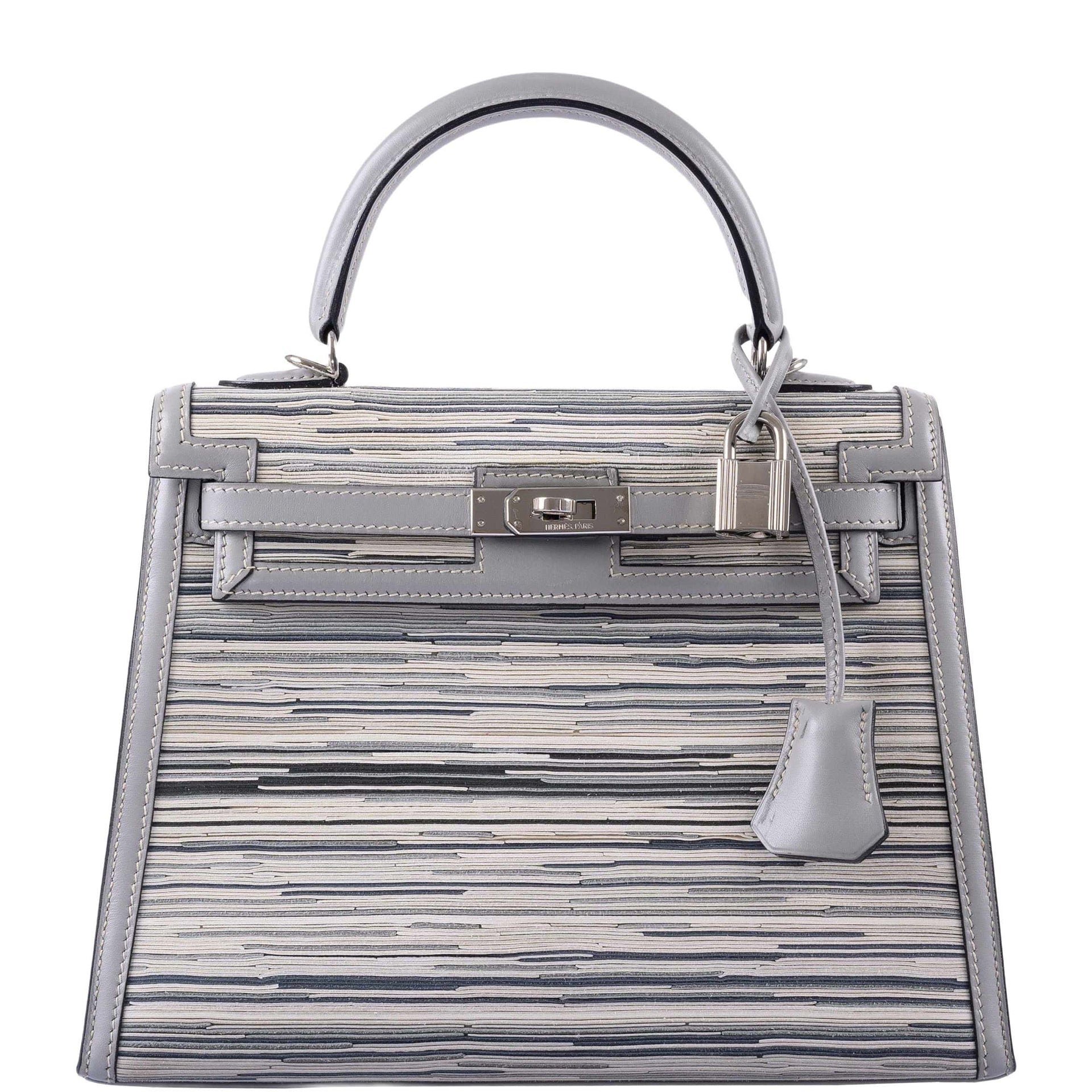 Hermes Hermès Kelly Sellier 25 Vibrato & Gris Tourterelle Box Calf Palladium Hardware