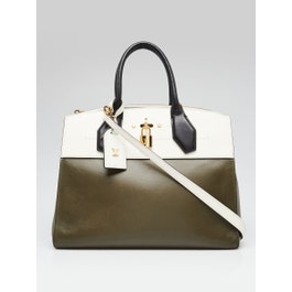 Louis Vuitton Louis Vuitton White/Green Leather City Steamer MM Bag