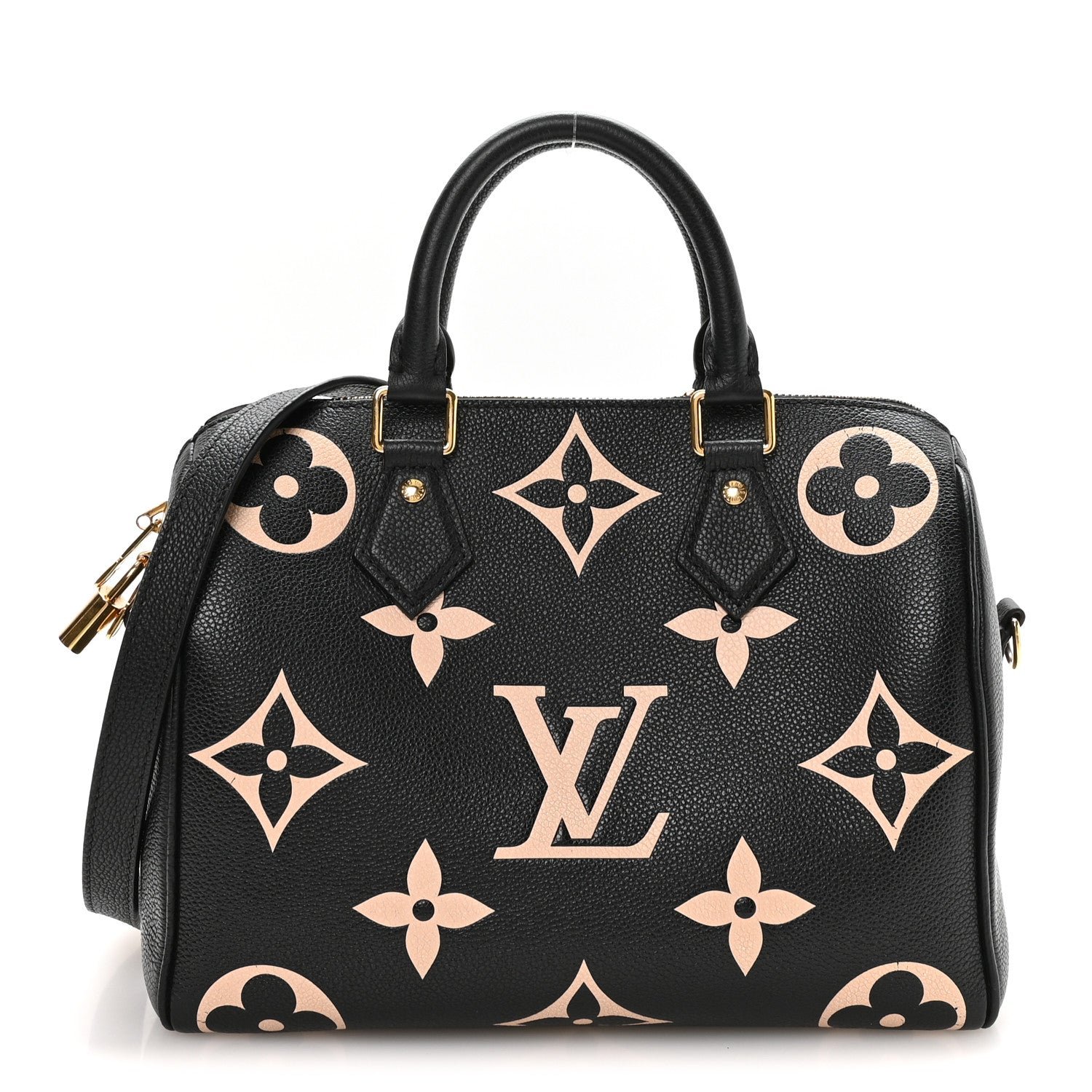 Louis Vuitton Empreinte Monogram Giant Speedy Bandouliere 25 Black Beige