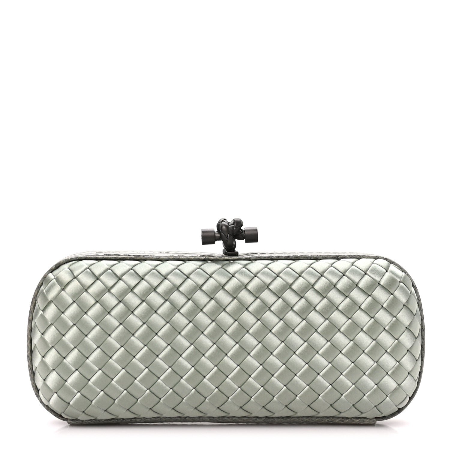 Bottega Veneta Satin Intreccio Impero Ayers Stretch Knot Clutch  Light Green